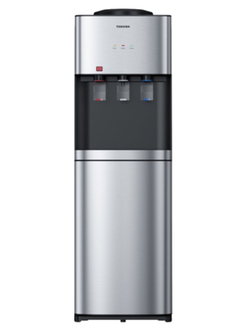water-dispenser-with-cabinet-compressor-cooling-stainless-steel-cold-tank-over-heat-protection-child-safety-lock-rwf-w2467tegk-black-and-silver